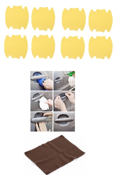 9lu Set Araba Kapı Kolu Koruyucu Çizilme Önleyici Şeffaf Sticker Film Koruma Seti