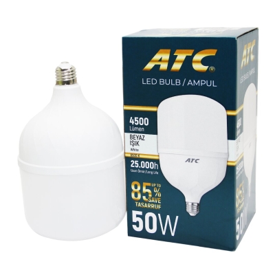 ATC-LW-( 50W ) TORCH LED BULB AMPUL ( BEYAZ & 6500K ) (E27) ( 4500 LÜMEN ) ( 25.000 SAAT ÖMÜR ) ( IŞIK AÇISI=240° ) ( IP40 )*50