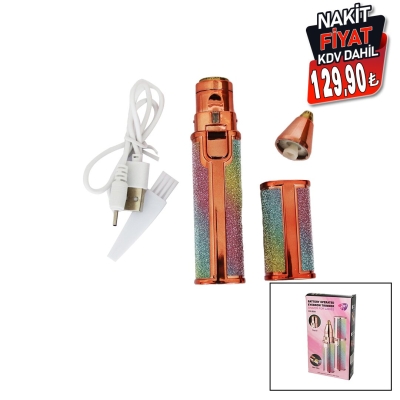 BATTERY OPERATED K-13 HX-203A-B ( 2IN1 BAŞLI & SİMLİ & RUJ MODEL & USB ŞARJLI ) YANAK & BURUN KIL TÜY ALMA MAKİNESİ*120                     qwe05