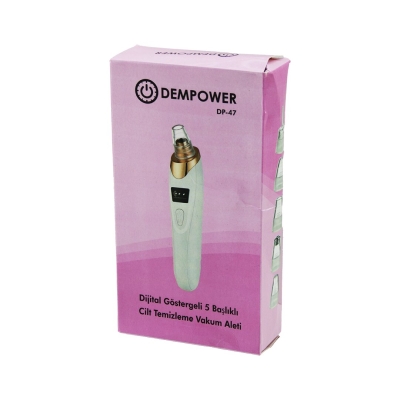 DEMPOWER DP-47 CİLT BAKIM ALETİ (VAKUM) (AKNE& GÖZENEK& SİYAH NOKTA TEMİZLEME) (USB ŞARJ & 5BAŞLIK) (DİJİTAL G.& 3KADEME HIZ)*100