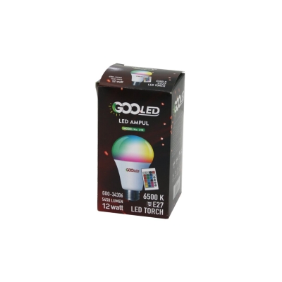 GOOLED NO-L12 GOO-34306 ( 12W ) ( KUMANDALI ) (RGB=RENKLİ) LED AMPUL (E27) (5450 LUMEN) (6500K) (15.000 SAAT ÖMÜR)*100