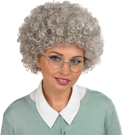 Gri Renk Kabarık Bonus Peruk Afro Takma Saç