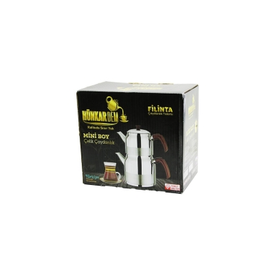 HÜNKARDEM FİLİNTA ( MİNİ BOY ) ( ÇELİK ) ÇAYDANLIK SETİ ( ÇİFT KAPAKLI ) ( RENKLİ BAKALİT KULP ) ( ÜST DEMLİK: 1LT & ALT SULUK: 1.5LT ) ( KENDİNDEN SÜZGEÇLİ )*8