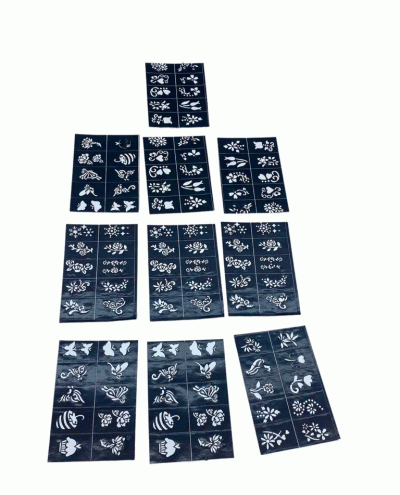 İBİCO ( ÇİÇEKLİ ) ( 10X14CM ) TÜP KINA DESEN ÇIKARTMA ŞABLONU ( 12PCS )*1X600