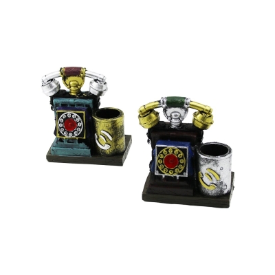 İBİCO İ12-192-B ( ANKESÖRLÜ TELEFON ) VİNTAGE DEKORATİF BİBLO & RENKLİ KALEMLİK ( 12.5X10X6.5CM ) ( REÇİNE )*72