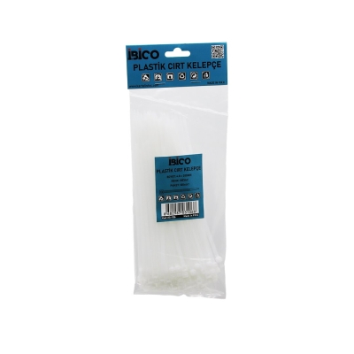 İBİCO İ13-106 ( BEYAZ ) ( 4.8X200MM ) PLASTİK CIRT KELEPÇE ( 100PCS )*10X18