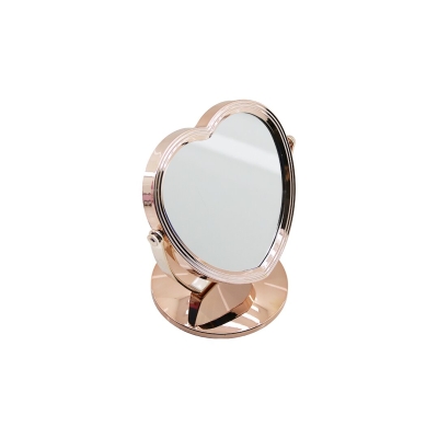 İBİCO İ15-023 -940-1 (LUX) (KALP MODEL) (7"= ÇAP:17.5CM) MAKYAJ AYNASI (ÇİFT TARAFLI) (BRONZ & GÜMÜŞ PLS.ÇERÇEVE) (SABİT AYAK)*48