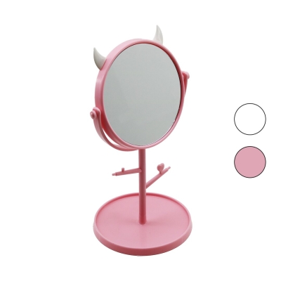 İBİCO İ15-026 ( 6" & 15CM ) (YUVARLAK & BOYNUZLU) (TAKI ASKILIKLI) MAKYAJ AYNASI (RENKLİ PLASTİK) (TAKILIK SEPETLİ=15CM)*72