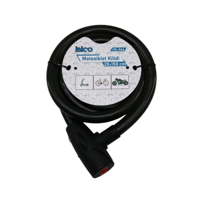İBİCO İ18-066 ( ANAHTARLI ) ( AÇ-KAPA KİLİT KAPAKLI ) MOTOR & BİSİKLET KİLİT ( ÇELİK TEL ) ( SİYAH ŞEFFAF KILIF ) ( 20MMX150CM )*30