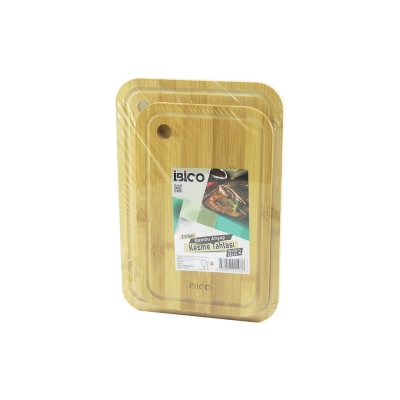 İBİCO İ22-197 ( 2PCS SET ) ( OVAL KENARLI & KANALLI & YUVARLAK KULPLU ) ( AHŞAP BAMBU ) KESİM PANOSU & KESME TAHTASI (18X28X1CM--22X32X1CM)*24