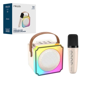 MİKADO ARTEMİS MD-61BT ( BEYAZ ) KARAOKE ( MİKROFONLU ) WİRELESS HOPARLÖR & SPEAKER ( IŞIKLI ) ( USB ŞARJLI ) ( BT & TF CARD & AUX ) 5W*40