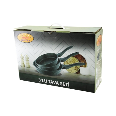 NUR IŞIKLAR METAL ( 3PCS ) DÖKÜM TAVA SETİ ( 20-24-28CM )*1