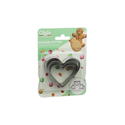 QLUX L-00557 ( 3 BOY & KALP ) ( METAL ) KURABİYE KALIP*48