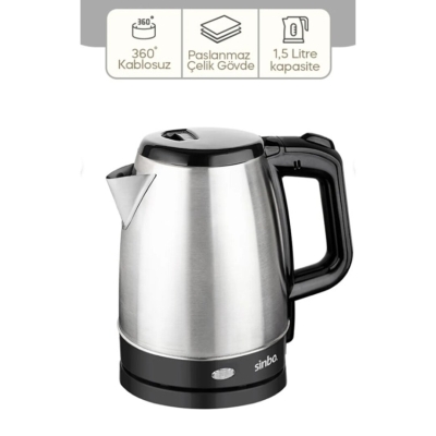 SİNBO SK-8015 ( ÇELİK ) KETTLE 1.7LT ( GİZLİ REZİSTANS & KABLOSUZ )*8