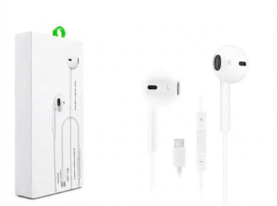 Type-C Mikrofonlu Kablolu Kulaklık - Ses Kontrol Tuşlu Beyaz (Tüm Type-C Cihazlarla Uyumlu)