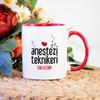Kişiye Özel Kırmızı Renkli Anestezi Teknikeri Kupa Bardak