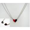 2 Li Kırmızı-Siyah Mıknatıslı Kalpli  Çift Kolye - Sevgili- Arkadaş - BFF Kolyesi