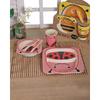 Bambu Fiber Tabldot Çocuk Yemek Tabldot Set 5 Parça - Bölmeli Bardak Çatal Kaşıklı