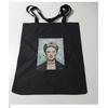 Frida Kahlo Baskılı Bez Çanta - Pazar Market Çantası - Kitap Çantası Siyah