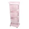 Pembe 4 Katlı Tekerlekli Raf - Mutfak - Banyo Rafı Sebze Rafı No.3