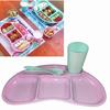 Tabldot Çocuk Yemek Plastik Tabldot Set 4 Parça - Bölmeli Bardak Çatal Kaşıklı