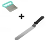 2li Set Hamur Şekillendirici Eğik Pasta Spatulası ve Metal Hamur Kesici Kazıyıcı Spatula