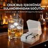 4'lü Çelik Metal Kaplama Viski Taşı Soğutma Buz Küpü
