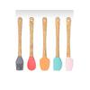 5'li Renkli Ahşap Saplı Silikon Uçlu Spatula Fırçalı Kaşık Seti -Yemek Hazırlık Seti 21 Cm