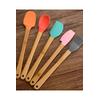 5'li Renkli Ahşap Saplı Silikon Uçlu Spatula Fırçalı Kaşık Seti -Yemek Hazırlık Seti 21 Cm