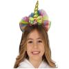 Altın Renk Boynuzlu Payetli Fiyonklu Unicorn Tacı 17x27 cm