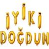 Altın Renk İyiki Doğdun Yazılı Doğum Günü Folyo Balonu 35 cm