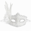 Beyaz Tüylü Venedik Lüks Balo Maskesi