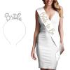 Beyaz Üzeri Gümüş Bride To Be İthal Kuşak - Gümüş Renk Metal Bride Taç
