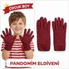 Çocuk Boy Pandomim Eldiveni Beyaz Puantiyeli Bordo Renk Gösteri Eldiveni 23 Nisan 19 Mayıs