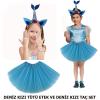 Deniz Kızı Mavi Tütü Etek ve Mavi Kuyruklu Deniz Kızı Taç Seti