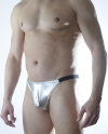 Erkek Gümüş Lame Brazillian Slip