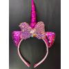 Fuşya Boynuzlu At Figürlü Çocuk Pullu Unicorn Tacı 17x27 cm