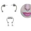 Gümüş Mıknatıslı Fake Burun Piercing -Top Ve Ok Uçlu Paslanmaz Septum Deliksiz Pirsing