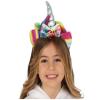 Gümüş Renk Boynuzlu Payetli Fiyonklu Unicorn Tacı 17x27 cm
