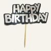 Gümüş Renk Happy Birthday Parti Kürdan Süsü 2 Adet