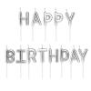 Gümüş Renk Happy Birthday Yazılabilen Parti Mumu