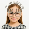 İt's My Birthday Yazılı Taç ve Mum Şekilli Gözlük Seti Gümüş Renk