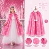 Kar Tanesi Desenli Pembe Elsa Pelerini - Astarlı Frozen Pelerini 85 cm