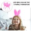 Kenarları Dantelli Fuşya Pullu Payetli Led Işıklı Tavşan Kulak Taç 23x19 cm