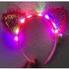 Kenarları Dantelli Fuşya Pullu Payetli Led Işıklı Kedi Kulak Taç 17x19 cm