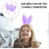Kenarları Dantelli Mor Pullu Payetli Led Işıklı Tavşan Kulak Taç 23x19 cm