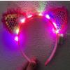 Kenarları Dantelli Pembe Pullu Payetli Led Işıklı Kedi Kulak Taç 17x19 cm