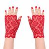 Kırmızı Dantel Parmaksız Kısa Eldiven