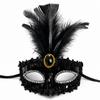 Lüks Siyah Tüylü Taşlı Balo Maskesi