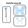 Mavi Kelebek Erkek-Kız Seti – 50 cm Kelebek Kanadı, Taç ve Asa